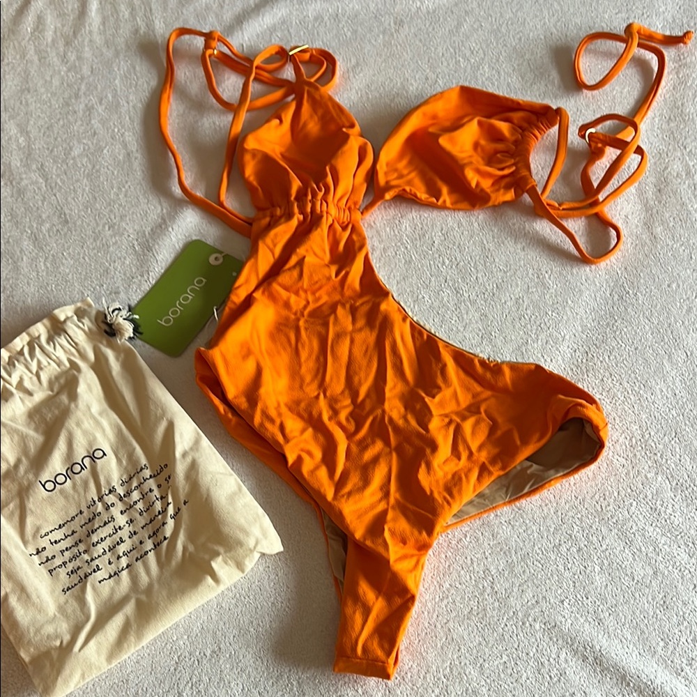 NWT Tanga Cutout Swimsuit with Storage Bag - Purchased in Brazilian Boutique